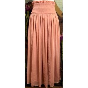 Anthropologie Smocked Sheer Maxi Skirt S